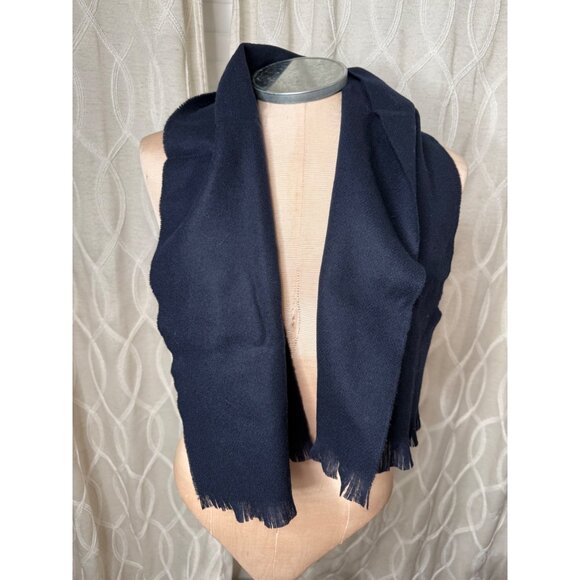 VTG Woolen Mill Of Princes St Edinburgh Lambswool Scarf Navy Blue Warm 10x 46 - Picture 1 of 3